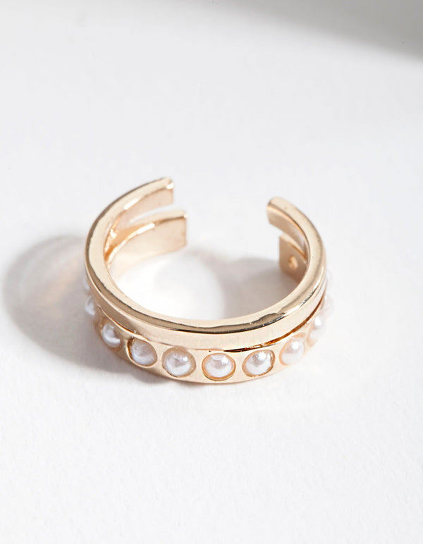 Gold Pearl Mini Bead Ear Cuff
