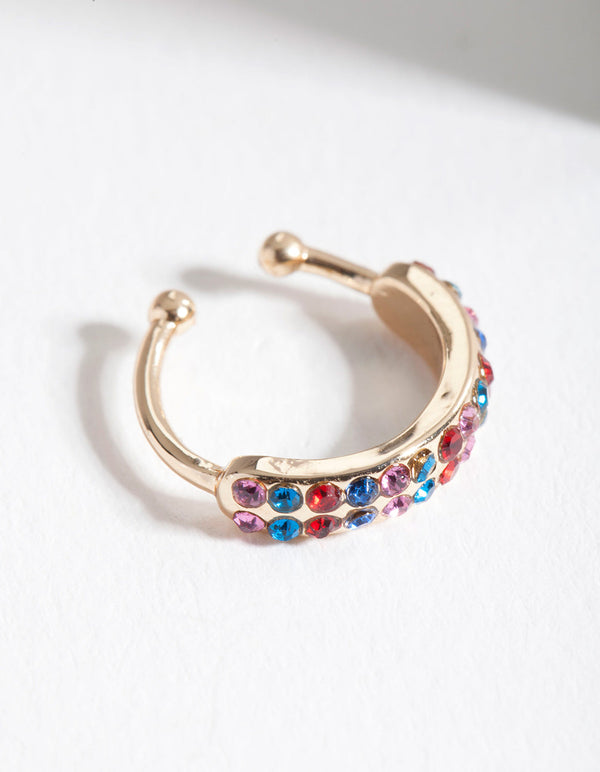 Gold Rainbow Diamante Ear Cuff