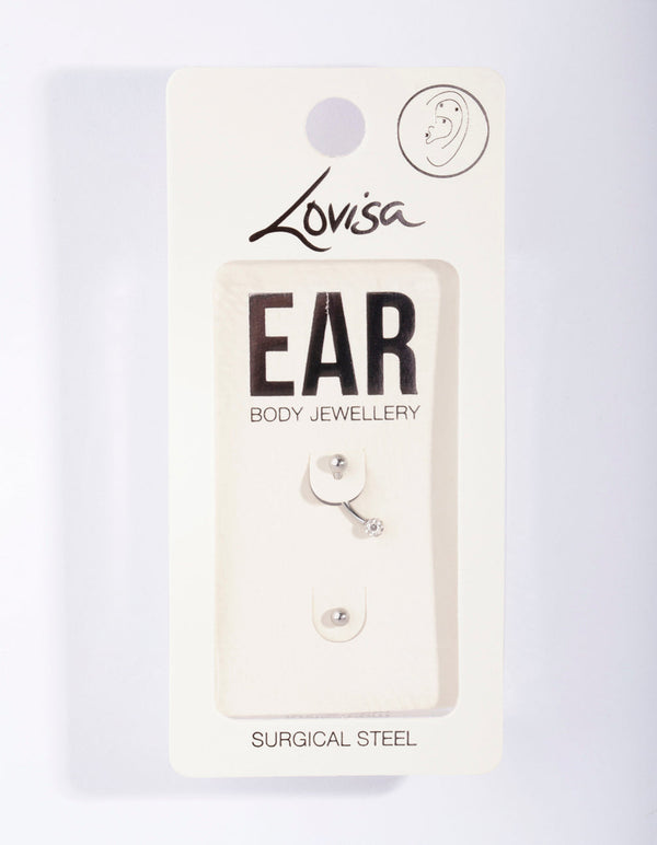 Silver Diamante Surgical Steel Cartilage Earring Pack