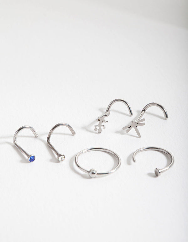 Rhodium Surgical Steel Animal Nose Jewellery Pack