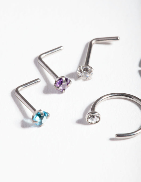 Pastel Surgical Steel Nose Stud Hoop Pack