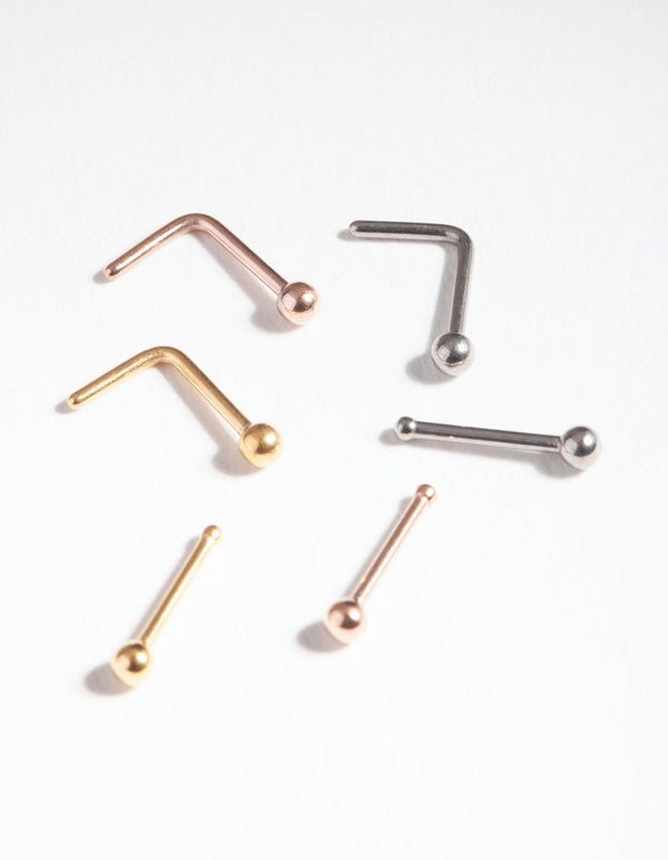 Mixed Metal Surgical Steel Nose Bar Pack