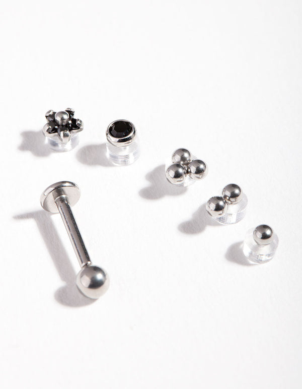 Rhodium Floral Surgical Steel Mix Match Flat Back