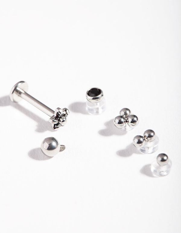 Rhodium Floral Surgical Steel Mix Match Flat Back