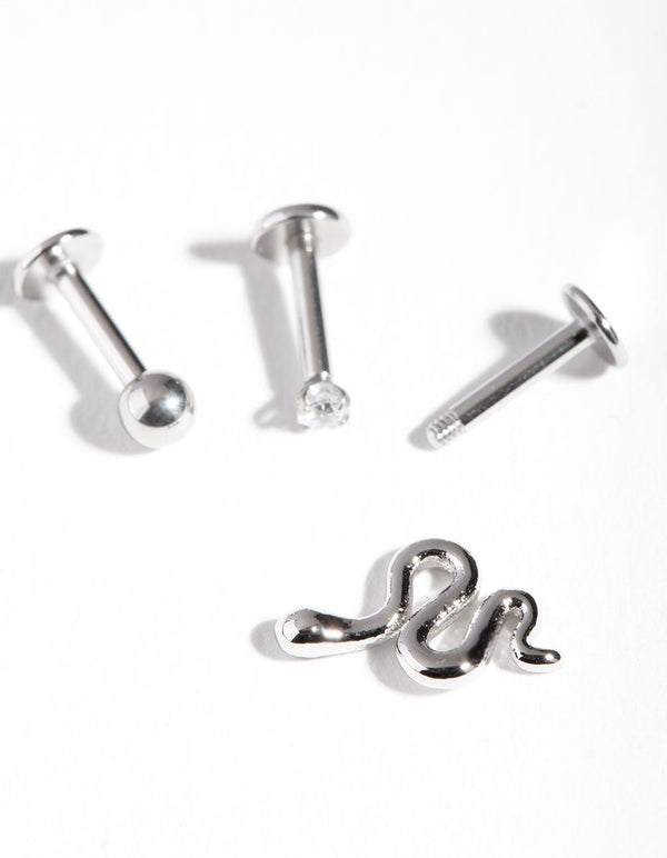 Surgical Steel Snake Flat Back Earring Pack