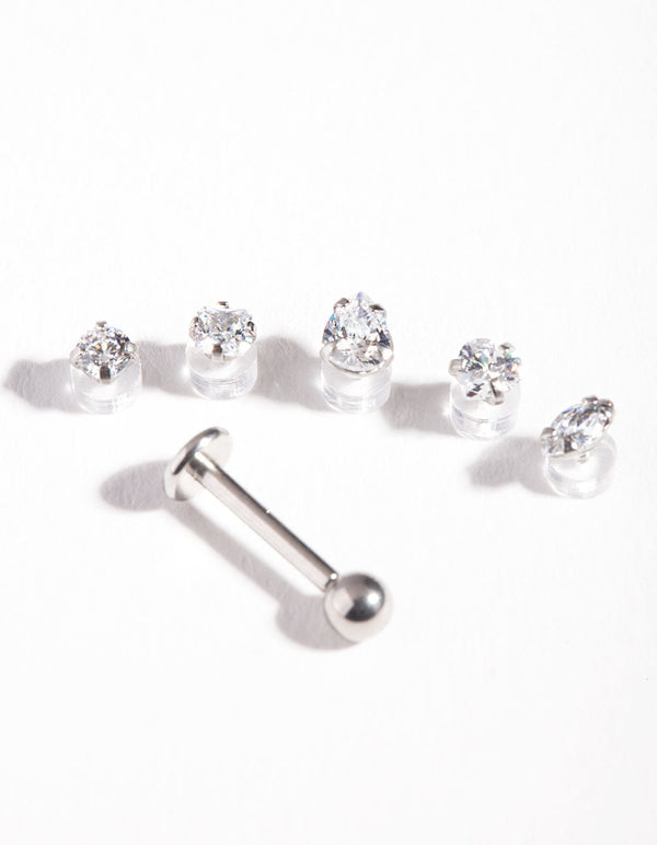 Surgical Steel Cubic Zirconia Flat Back Pack