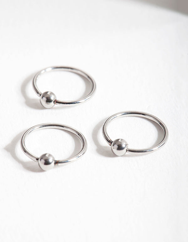 Surgical Steel Circle Bead Hoop Earring 3 Pack