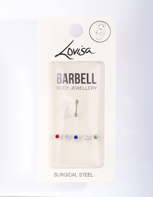 Surgical Steel Multi Stone Barbell Earrings