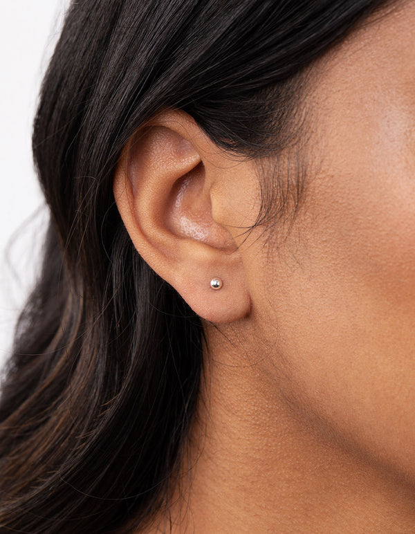 Sterling Silver Mini Textured Hoop Stud Earring Pack