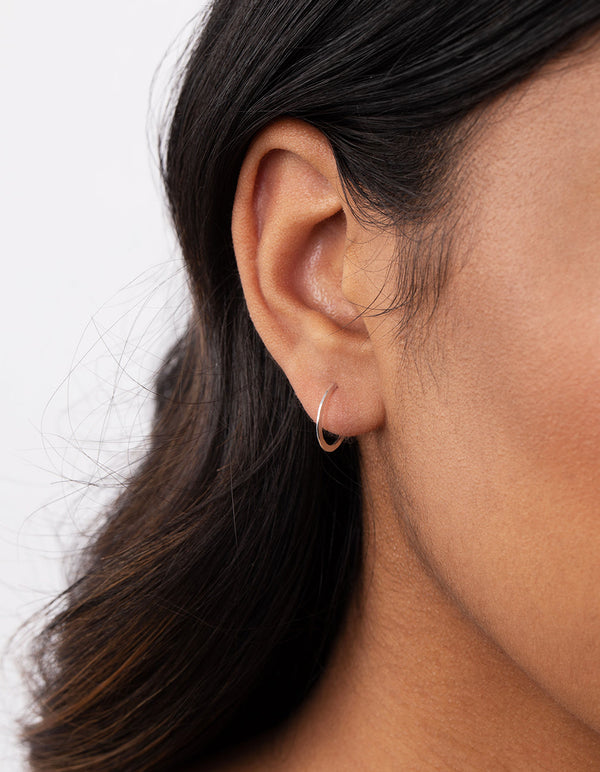 Sterling Silver Hammered Hoop Earrings