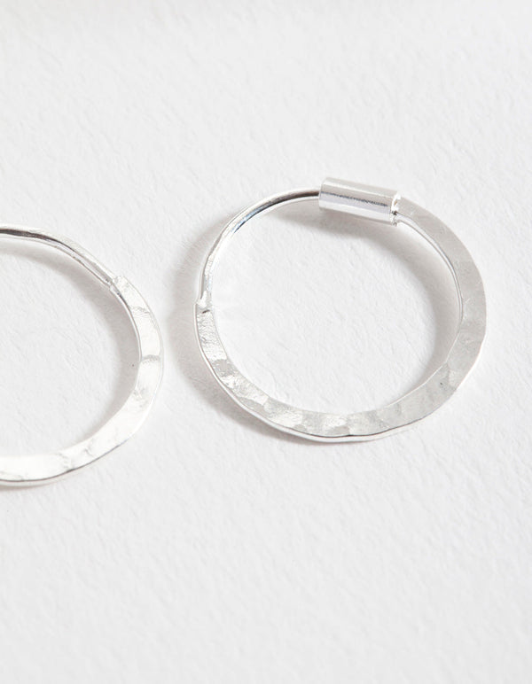 Sterling Silver Hammered Hoop Earrings