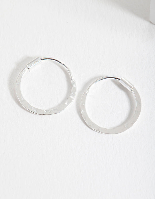 Sterling Silver Hammered Hoop Earrings