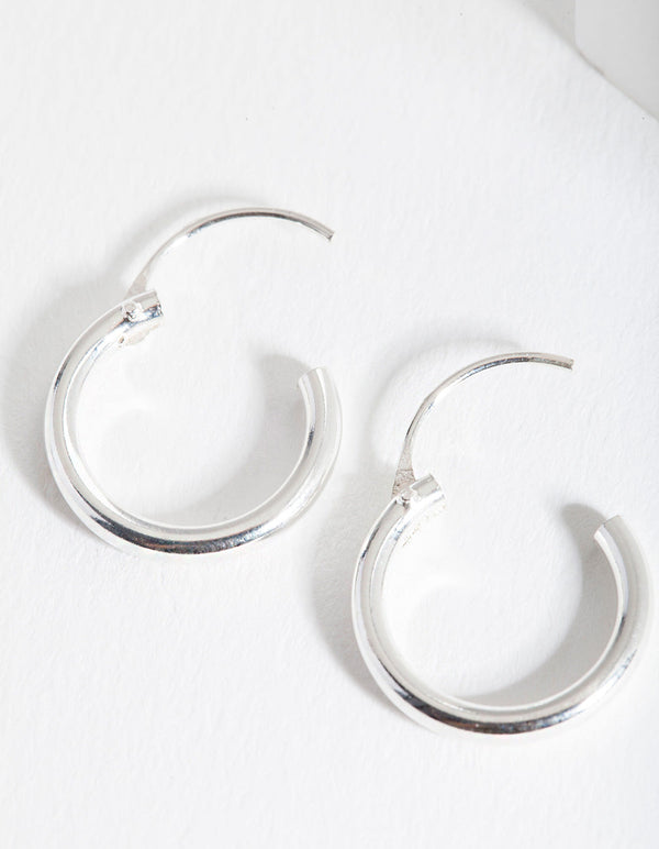 Sterling Silver Mini Polished Hoop Earrings