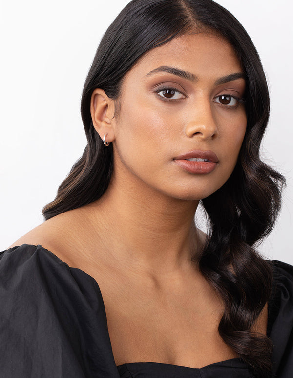 Sterling Silver Mini Polished Hoop Earrings