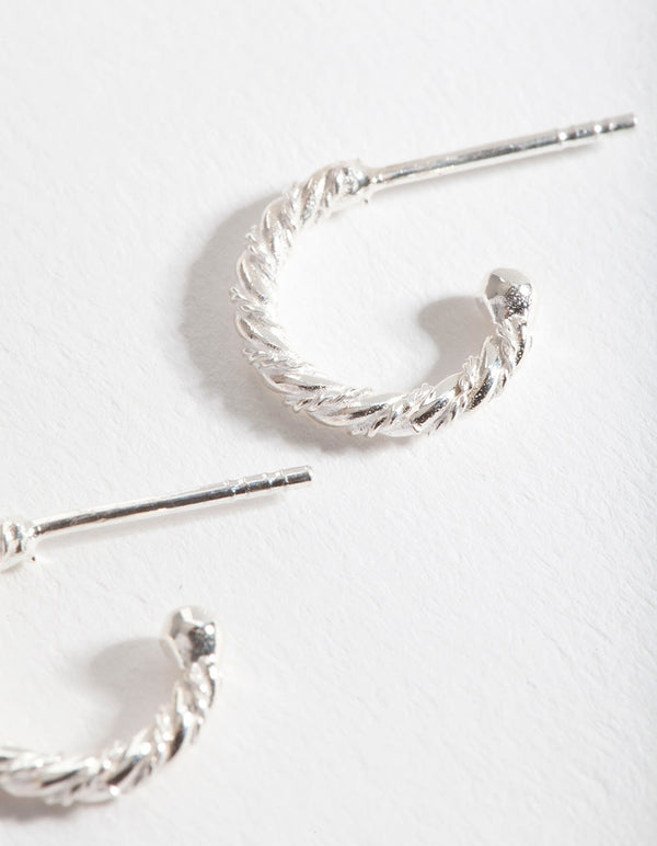 Sterling Silver Open Twisted Hoop Earrings