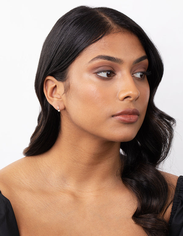 Sterling Silver Pearl Hoop Earrings