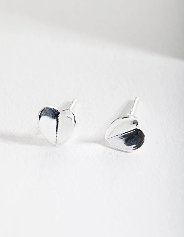 Sterling Silver 3D Heart Stud Earring
