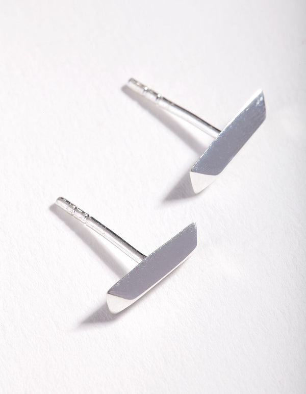 Sterling Silver Facet Bar Stud Earrings