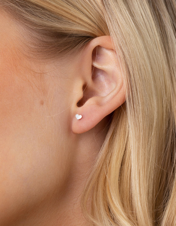 Sterling Silver Star Heart Cubic Zirconia Stud Earring Pack