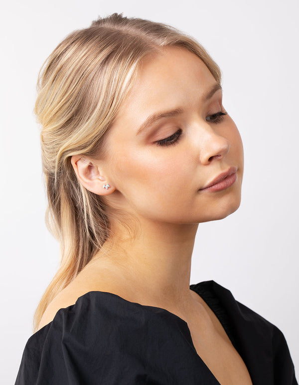 Sterling Silver Ball Dog Stud Earring 2 Pack