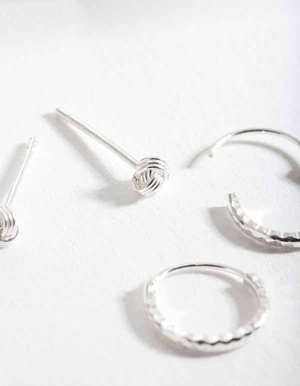 Sterling Silver Knot Stud and Hoop Earring 2 Pack