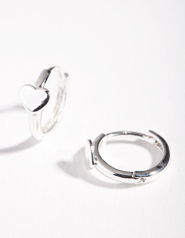 Sterling Silver Heart Huggie Earring