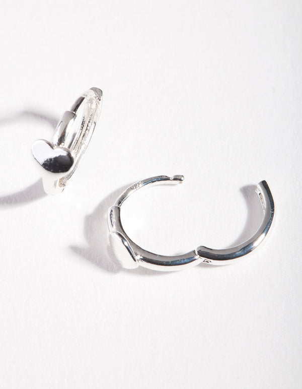 Sterling Silver Heart Huggie Earring