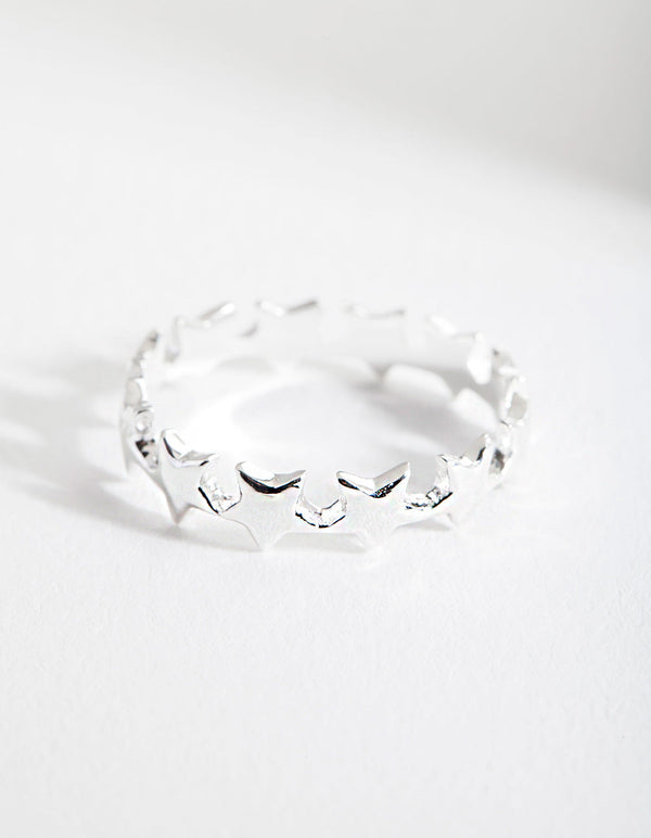 Sterling Silver Star Band Ring