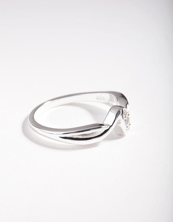 Sterling Silver Cubic Zirconia Pave Wave Ring