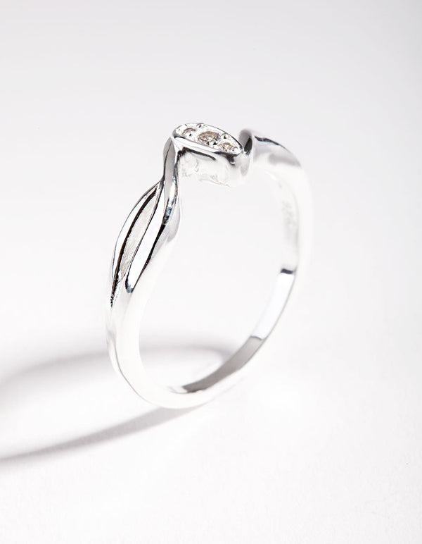 Sterling Silver Cubic Zirconia Pave Wave Ring