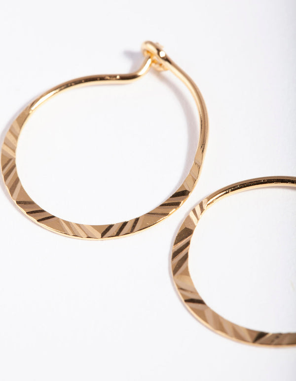 Gold Plated Sterling Silver Line Hoop Earrings