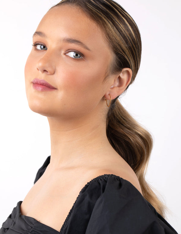 Gold Plated Sterling Silver Line Hoop Earrings