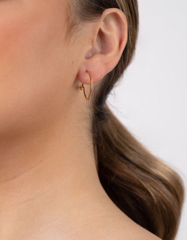 Gold Plated Sterling Silver Line Hoop Earrings