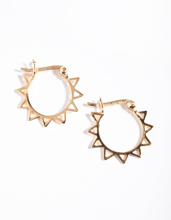 Gold Plated Sterling Silver Sun Hoop Earrings