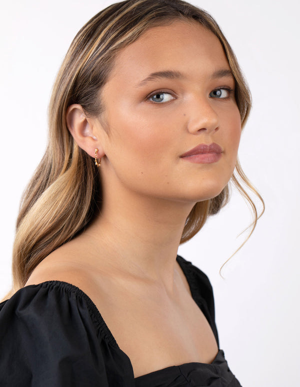 Gold Plated Sterling Silver Sun Hoop Earrings