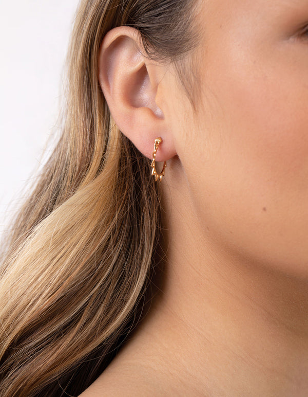 Gold Plated Sterling Silver Sun Hoop Earrings