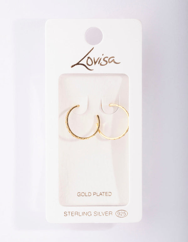 Gold Plated Sterling Silver Greek Key Hoop Earrings