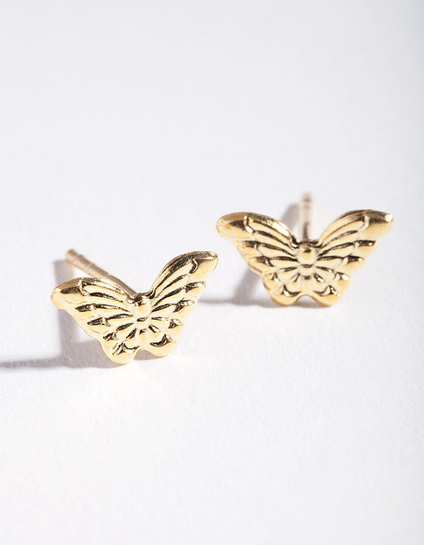 Gold Plated Sterling Silver Butterfly Stud Earrings