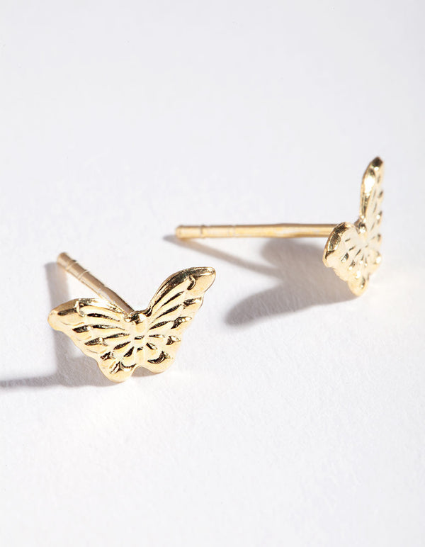 Gold Plated Sterling Silver Butterfly Stud Earrings