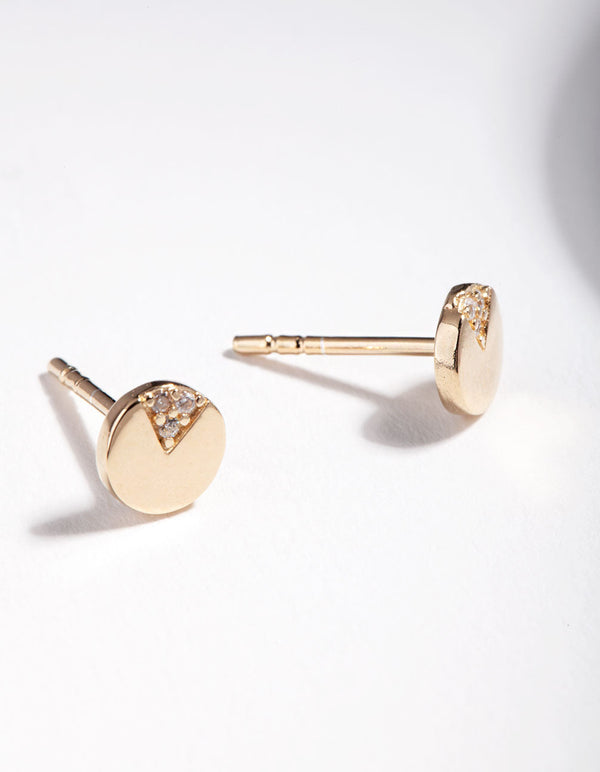 Gold Plated Sterling Silver Quarter Pave Stud Earrings