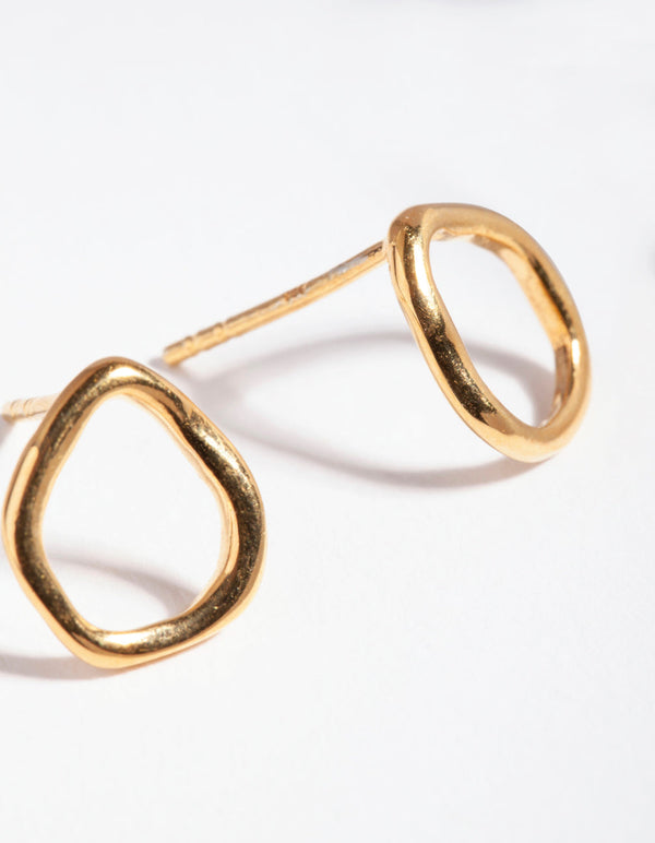 Gold Plated Sterling Silver Organic Stud Earrings