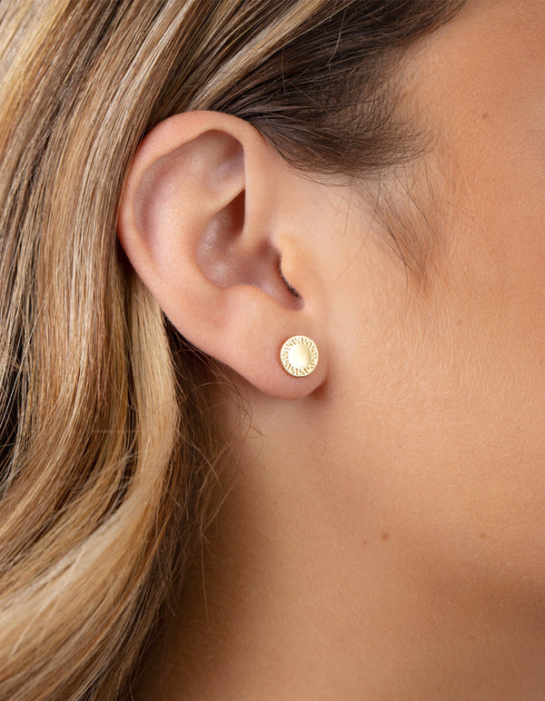 Gold Plated Sterling Silver Greek Key Stud Earrings