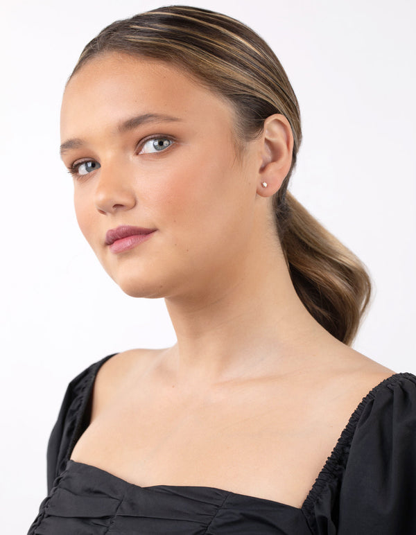 Gold Plated Sterling Silver Cubic Zirconia Stud Hoop Earring 3 Pack