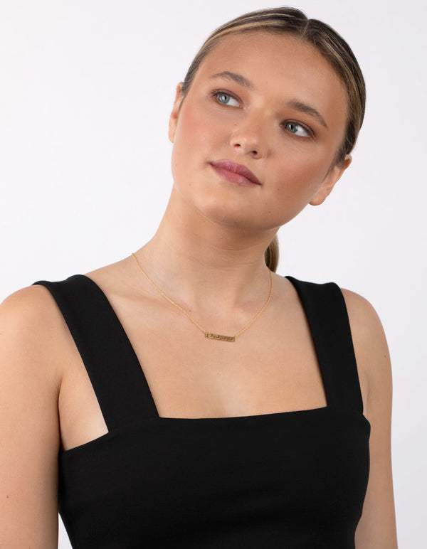 Gold Plated Sterling Silver Geometric Bar Necklace
