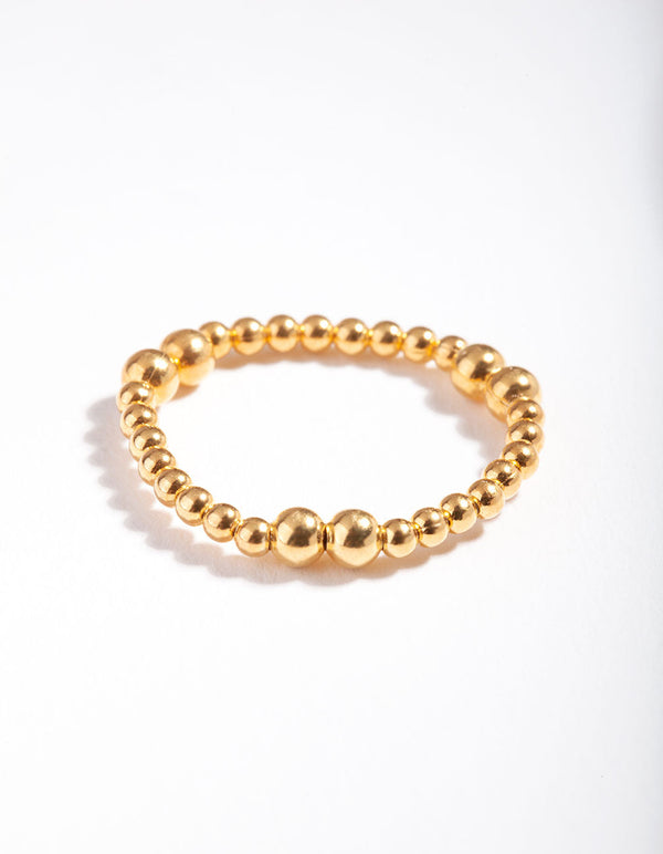 Gold Plated Sterling Silver Stretch Bead Ring