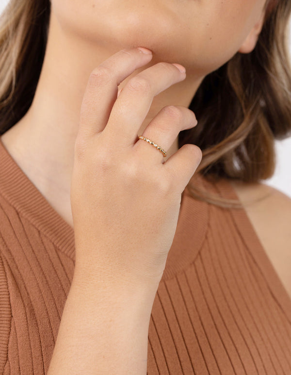 Gold Plated Sterling Silver Diamante Bead Ring
