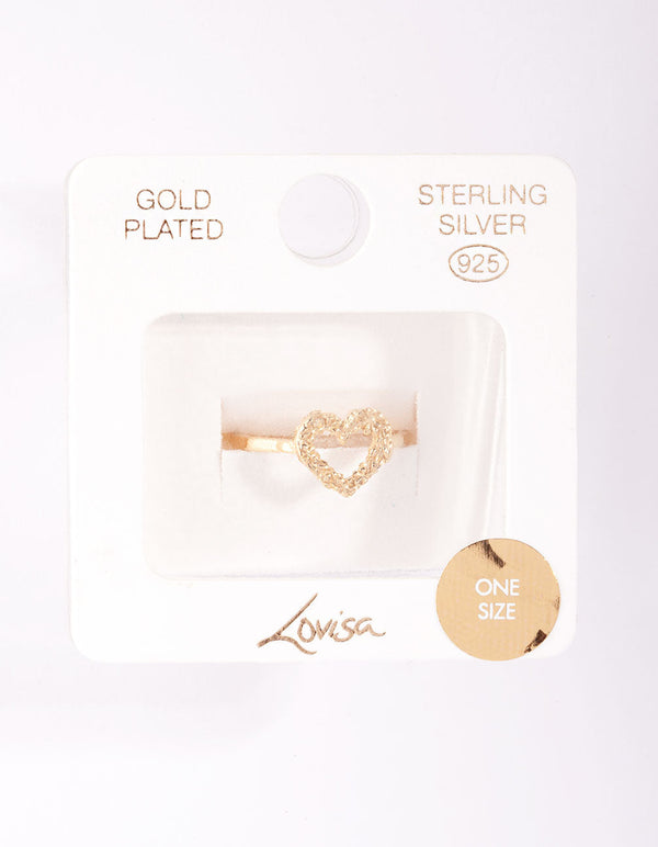 Gold Plated Sterling Silver Floral Heart Ring