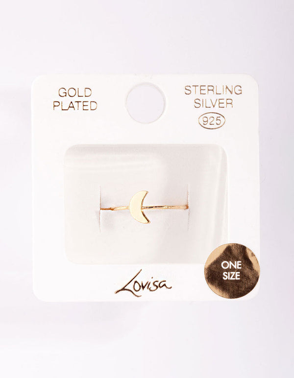 Gold Plated Sterling Silver Moon Ring