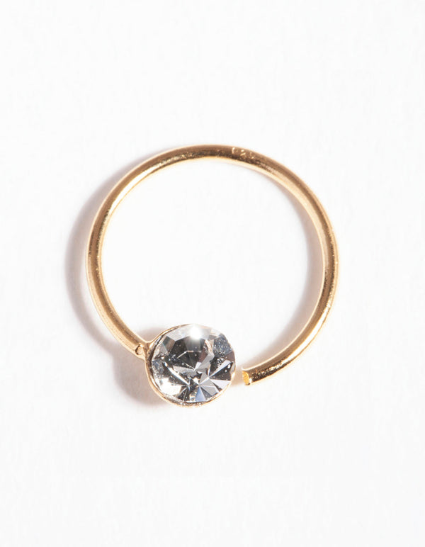 Gold Plated Sterling Silver Medium Crystal Nose Ring