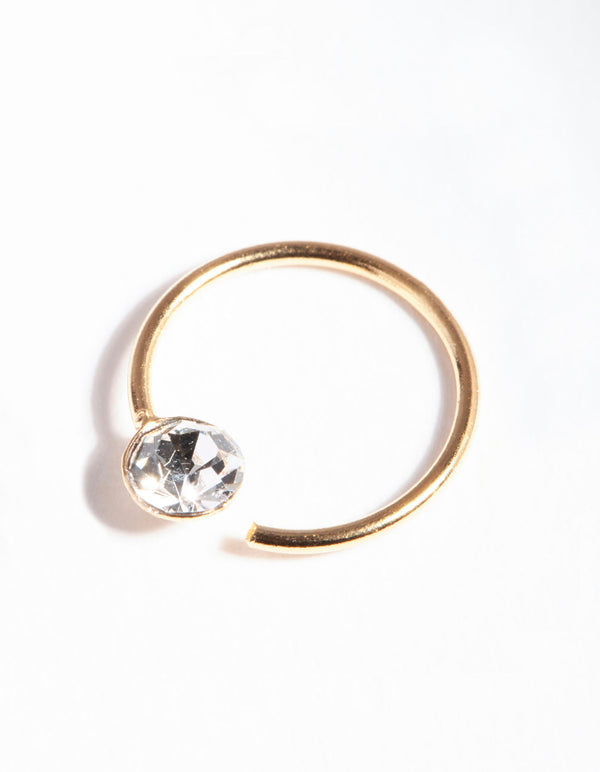 Gold Plated Sterling Silver Medium Crystal Nose Ring
